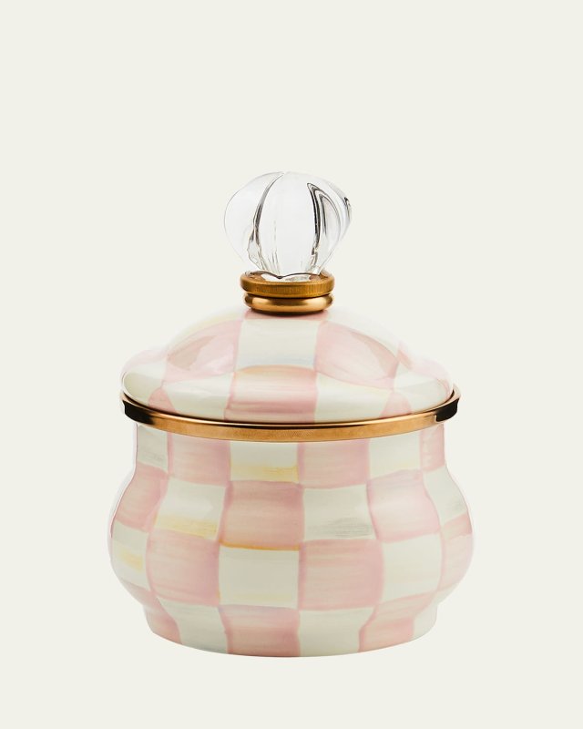 Rosy Check Enamel Lidded Sugar Bowl